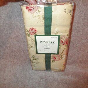 Vtg Waverly Sonata Rose Floral Harbor House Cotton Dinner Napkin Set Of 4 NEW